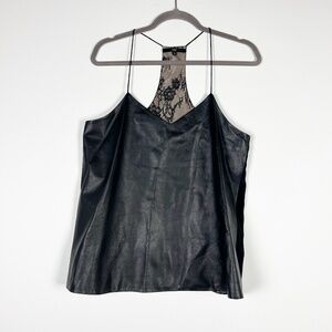 Tibi Genuine Leather Silk Lace Lined Racerback Sleeveless Camisole Tank Top 10